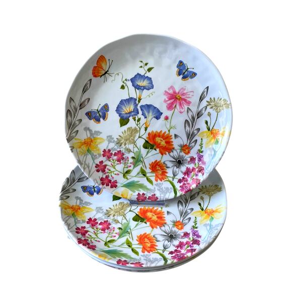 Rachel Ashwell Melamine Dinner Plates 11in Spring Floral Butterfly Set of 4 New - Picture 13 of 13